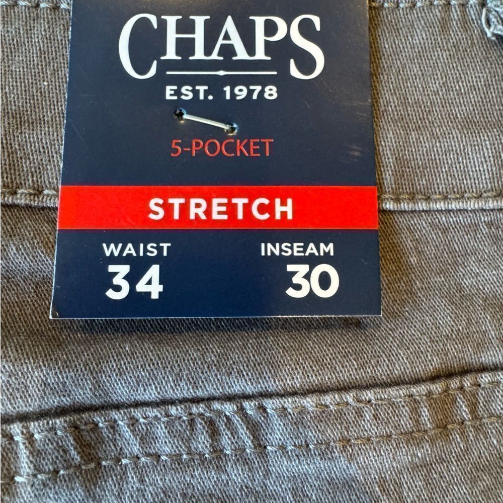 Pants/stretchy jean material. Light grey. Brand new with tags! Chaps. 34x30